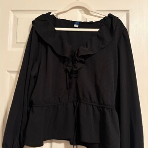 Black Ruffled Women's Top